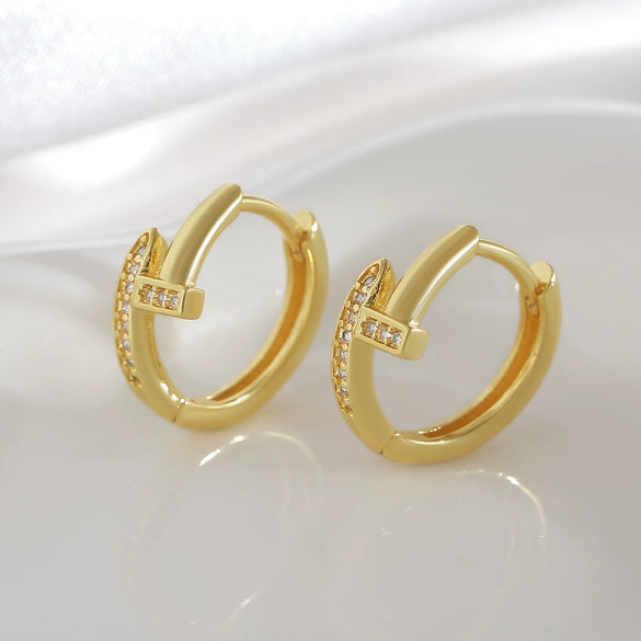 Copper Electroplated Stud Earrings Stylish Versatile Unisex