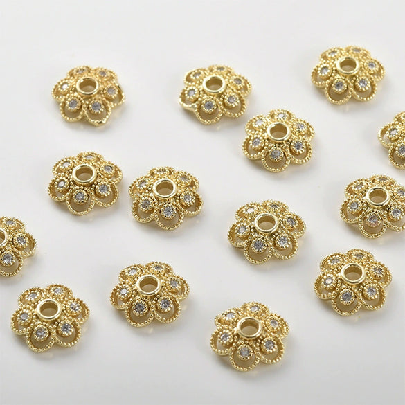 Copper Electroplated Zircon Flower Spacer Bead Bracelet Necklace Hat Accessories Material