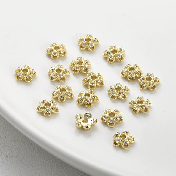 Copper Electroplated Zircon Flower Spacer Bead Bracelet Necklace Hat Accessories Material