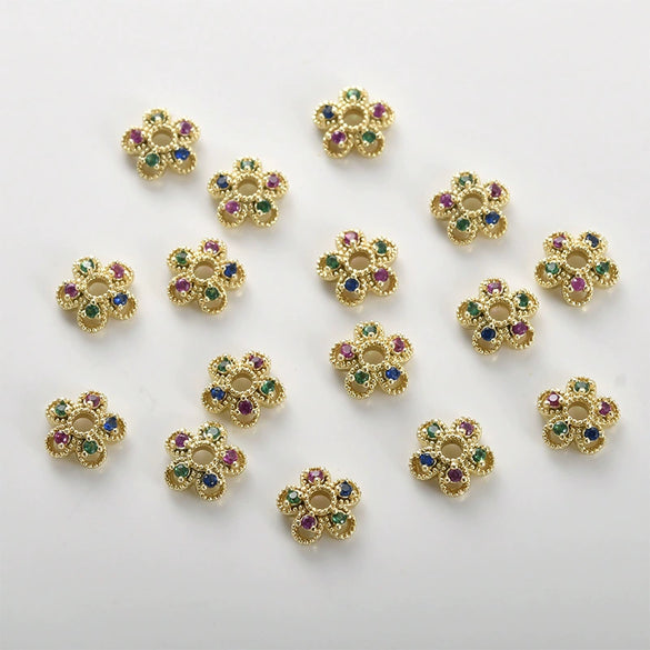 Copper Electroplated Zircon Flower Spacer Bead Bracelet Necklace Hat Accessories Material