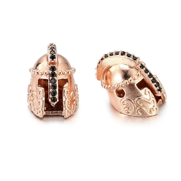 Copper Electroplated Zircon Spartan Warrior Helmet Beaded Woven Bracelet Accessories