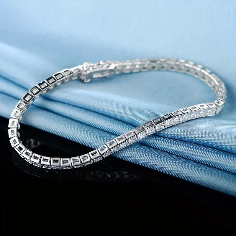 Copper Elegant Classic Style Solid Color Plating Inlay Zircon Tennis Bracelet