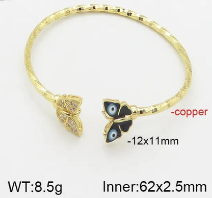 Copper Elegant Devil'S Eye Butterfly Bangle