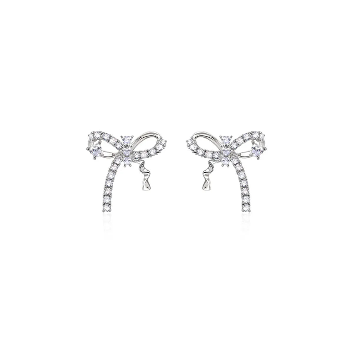 Copper Elegant Glam Bow Knot Plating Inlay Zircon Rings Earrings