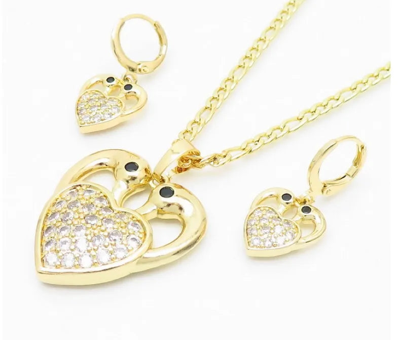 Copper Elegant Heart Shape Bow Knot Jewelry Set