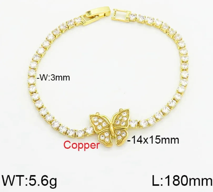 Copper Elegant Heart Shape Butterfly Bracelets