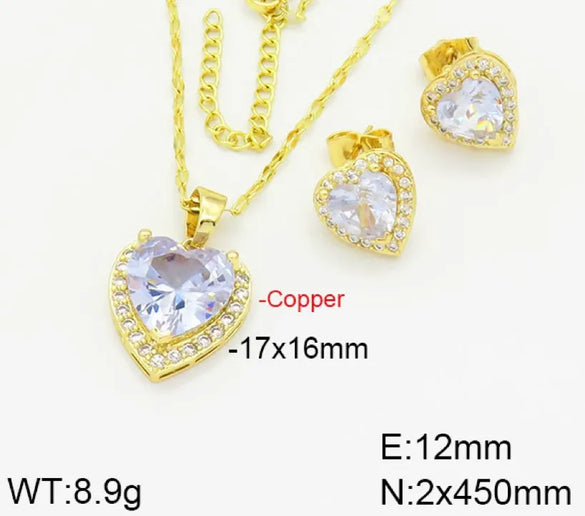 Copper Elegant Heart Shape Jewelry Set