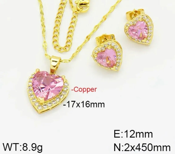 Copper Elegant Heart Shape Jewelry Set