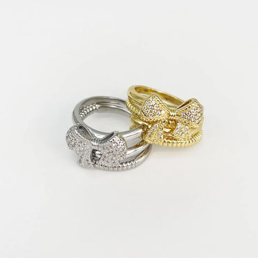 Copper Elegant Plating Bow Knot Open Rings