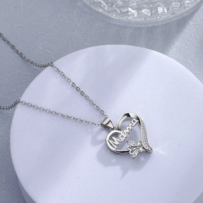 Copper Elegant Simple Style Heart Shape Butterfly Plating Pendant Necklace