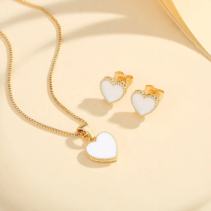 Copper Enamel Heart Shape Jewelry Set