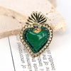 Copper Enamel Inlay Heart Shape Zircon Open Rings