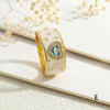 Copper Enamel Plating Inlay Devil'S Eye Heart Shape Zircon Adjustable Ring