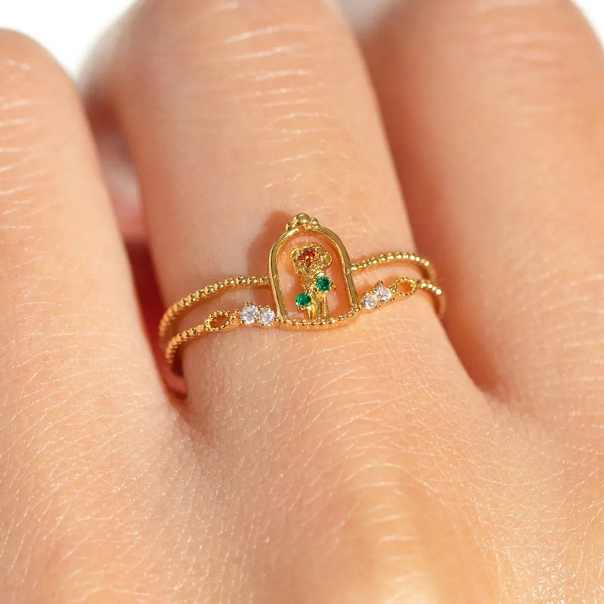 Copper Fairy Style Cute Classic Style Inlay Tower Rose Candle Zircon Open Rings