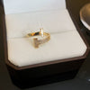 Copper Finger Ring With Geometric And Flower Pattern Electroplating For Women Light Luxury Style