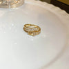 Copper Finger Ring With Geometric And Flower Pattern Electroplating For Women Light Luxury Style