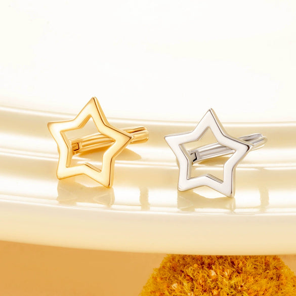 Copper Fivepointed Star Ear Buckle Earrings For Women Electroplated Sweet Style