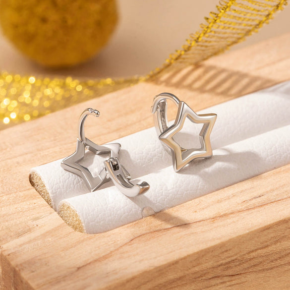 Copper Fivepointed Star Ear Buckle Earrings For Women Electroplated Sweet Style