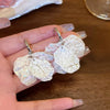 Copper Flower Cshaped Hoop And Stud Earrings With Electroplating French Minimalist And Fresh Design