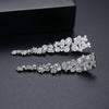 Copper Flower Long Drop Earrings With Microinlaid Zircon Accents Exquisite Bridal Jewelry Wholesale