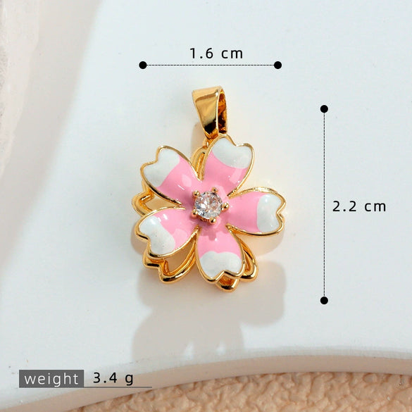 Copper Flower Rotatable Pendant Jewelry Accessories With Electroplating For Women
