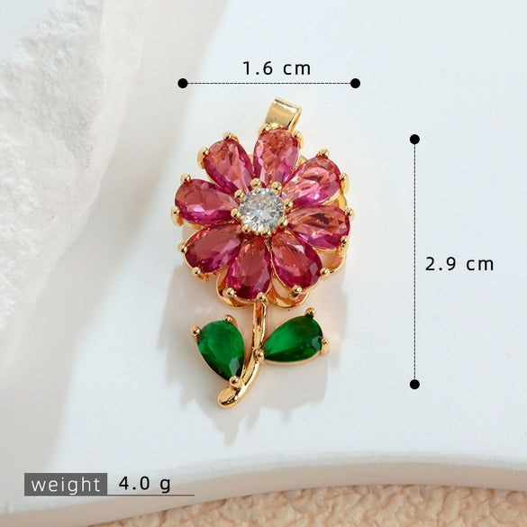 Copper Flower Rotatable Pendant Jewelry Accessories With Electroplating For Women