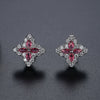 Copper Four Leaf Clover Flower Zircon Earrings Electroplated Geometric Plant Style Simple Fashion Earrings For Women