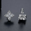 Copper Four Leaf Clover Flower Zircon Earrings Electroplated Geometric Plant Style Simple Fashion Earrings For Women