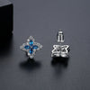 Copper Four Leaf Clover Flower Zircon Earrings Electroplated Geometric Plant Style Simple Fashion Earrings For Women