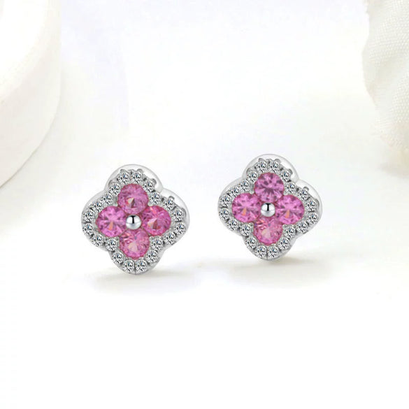 Copper Fourleaf Clover Light Luxury Niche Design Electroplated Jewelry Set For Women Earrings Necklace