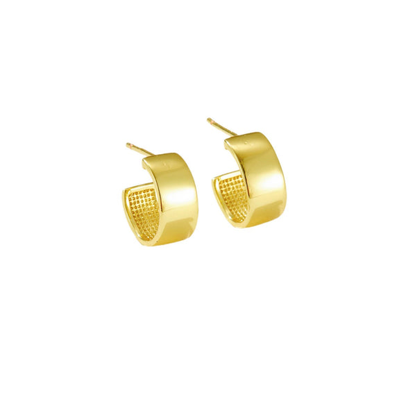 Copper Geometric Cshaped Electroplated Platinum 18K Gold Women's Earrings