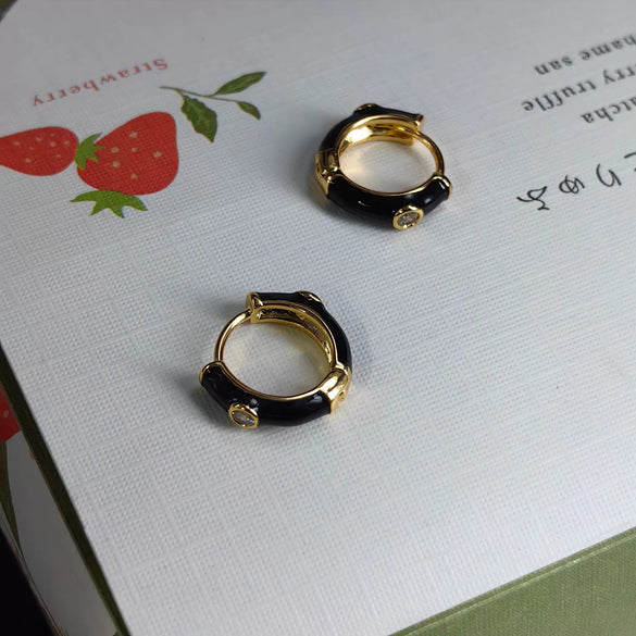 Copper Geometric Dripping Oil Enamel Hoop Drop Earrings With Simple Fashion Design For Women And Men