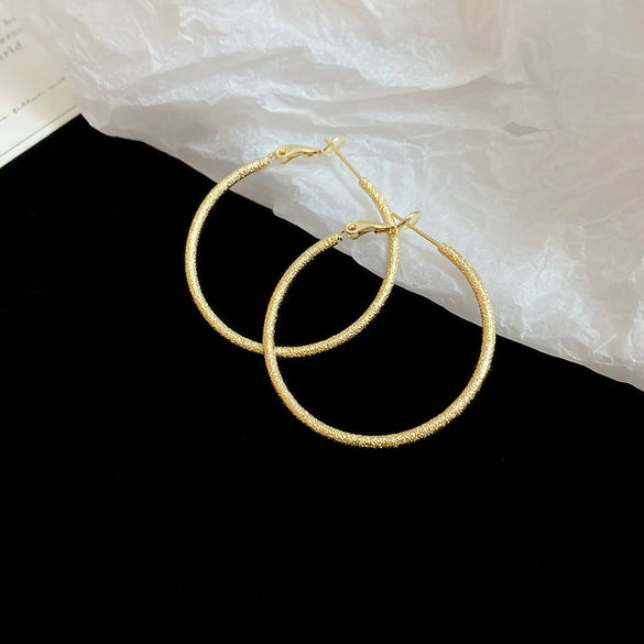 Copper Geometric Electroplated Round Earrings For Women
