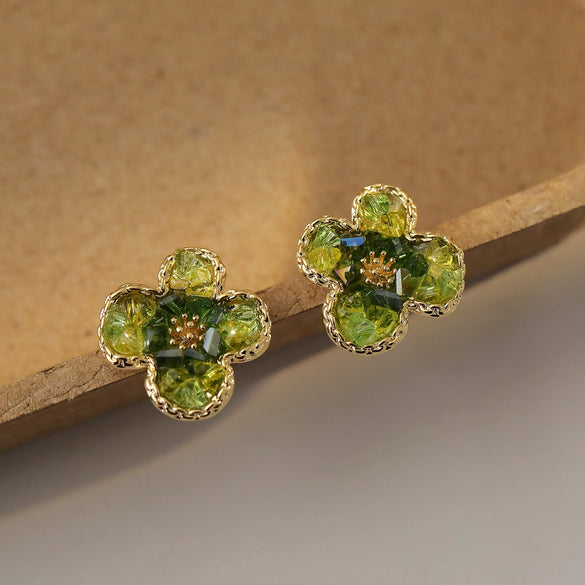 Copper Geometric Flower Electroplated Women's Earrings