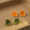 Copper Geometric Flower Electroplated Women's Earrings