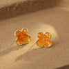 Copper Geometric Flower Electroplated Women's Earrings