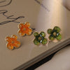 Copper Geometric Flower Electroplated Women's Earrings