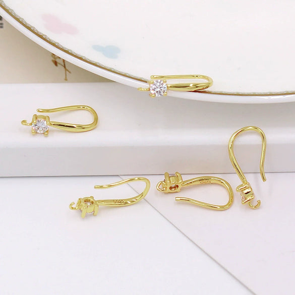 Copper Geometric Handmade Ear Hooks Earrings Accessories Electroplated With 18K Real Gold And Micropaved Zircon