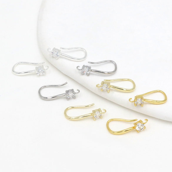 Copper Geometric Handmade Ear Hooks Earrings Accessories Electroplated With 18K Real Gold And Micropaved Zircon