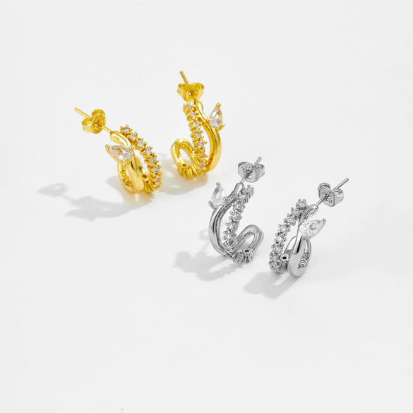 Copper Geometric Microinlaid Zircon Earrings For Women