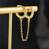 Copper Geometric Microinlaid Zircon Single Twisted Tassel Chain Ear Buckle Earrings