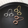 Copper Geometric Microinlaid Zircon Single Twisted Tassel Chain Ear Buckle Earrings