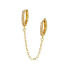 Copper Geometric Microinlaid Zircon Single Twisted Tassel Chain Ear Buckle Earrings
