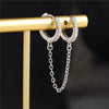 Copper Geometric Microinlaid Zircon Single Twisted Tassel Chain Ear Buckle Earrings