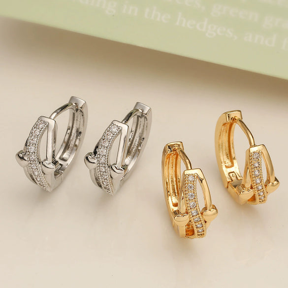 Copper Geometric Micropaved Women's Earrings