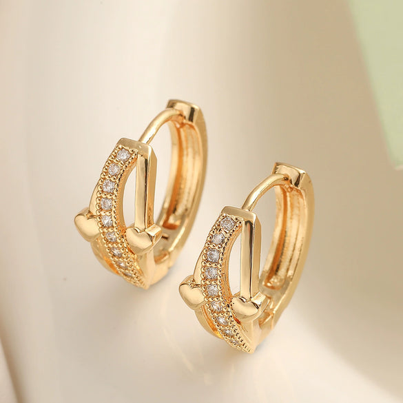 Copper Geometric Micropaved Women's Earrings