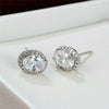 Copper Geometric Oval Pigeon Egg Small Earrings With Diamond Zircon For Women