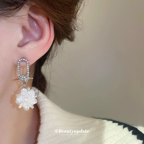Copper Geometric Pearl Set Women's Earrings With Highend Feel
