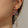 Copper Geometric Rhombus Zircon Earrings Set With Diamonds For Women
