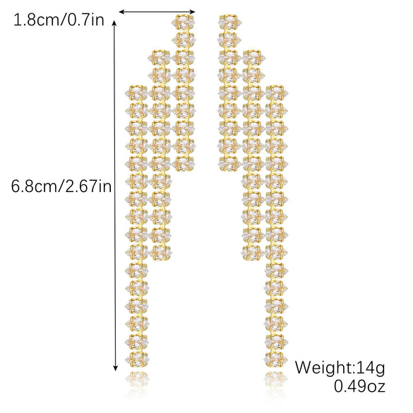 Copper Geometric Rhombus Zircon Earrings Set With Diamonds For Women
